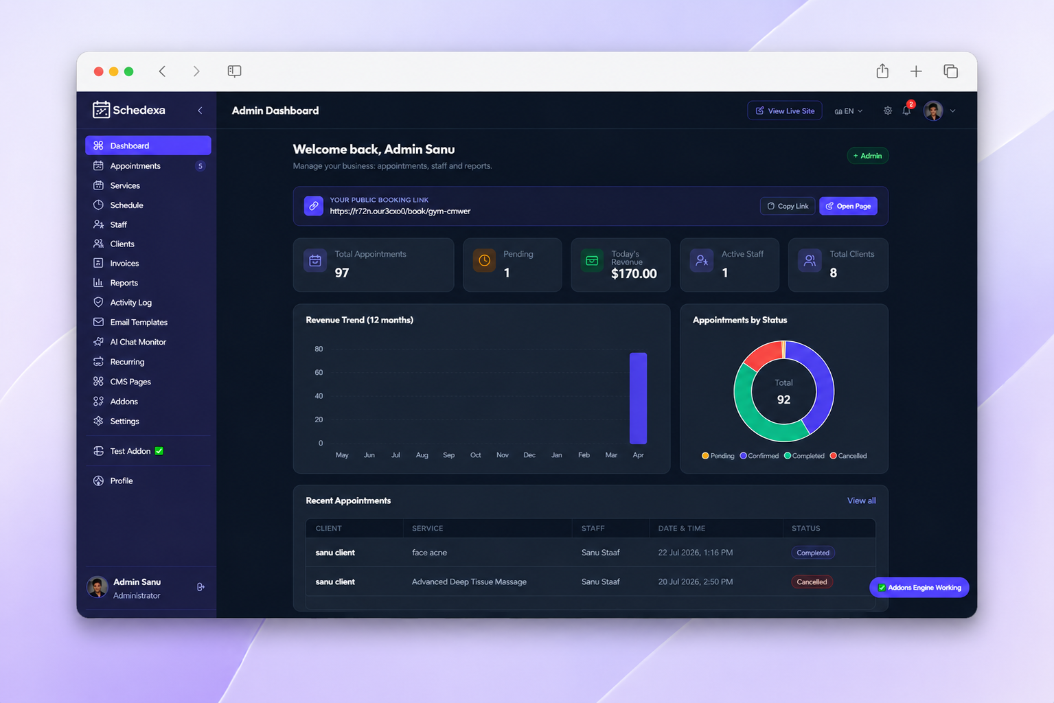 Schedexa Admin Dashboard